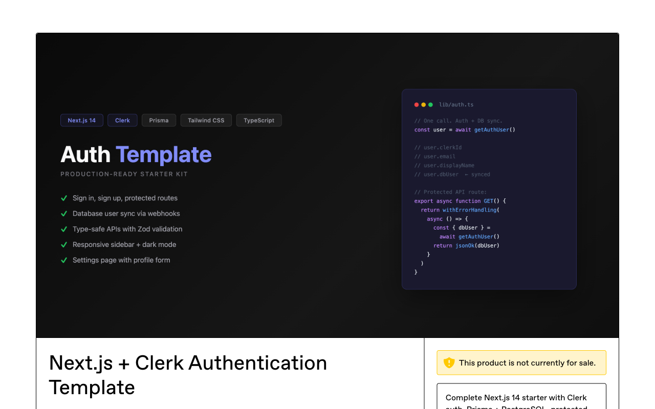 Clerk Auth Template screenshot